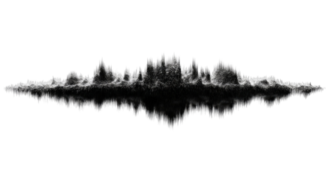 abstract ink style landscape reflection creating artistic mirrored horizon with soft texture isolated on white background