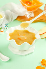 Healthy Pumpkin Apple Baby Food Soup Puree with Fresh Ingredients