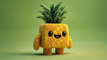 Adorable pineapple character with a cheerful smile adding a vibrant touch to your creative projects and bringing a tropical vibe