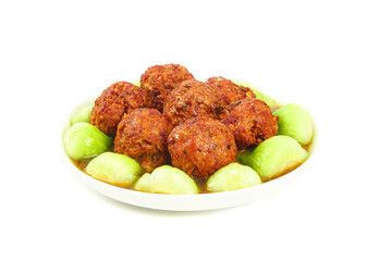 Braised Pork Meatballs with Green Vegetables - Chinese Dish