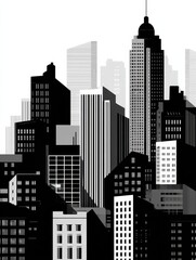 Fototapeta premium downtown slogan with black and white city buildings vector illustration no logos no brands ar 34