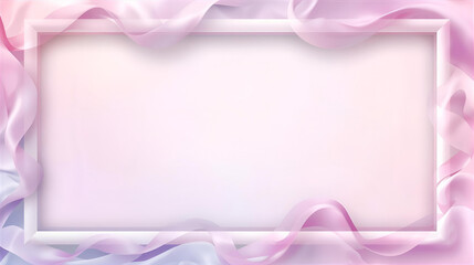 Soft, flowing pastel ribbons frame a blank rectangular space, creating a delicate and elegant design.