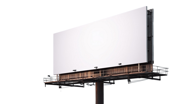 Blank outdoor advertising billboard sign or banner isolated on a white background with an empty message display for commercial marketing promotion