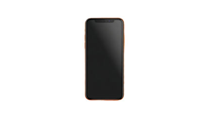 Black mobile smartphone with a blank screen on a white background, representing smart technology and digital communication