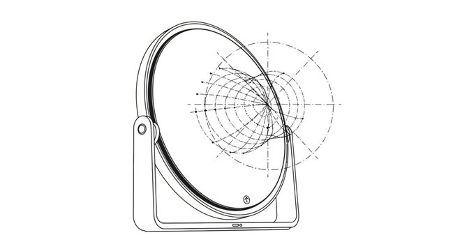 Technical Drawing of a Circular Device with Radiating Geometric Pattern