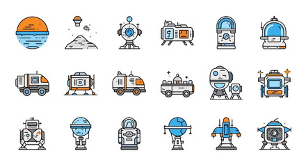 Space Exploration and Futuristic Technology Icons © M FAIZAL