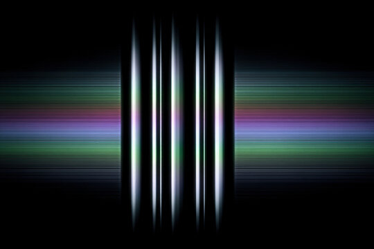 Black chrome liquid metal background with vertical ridges and iridescent highlights