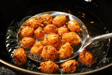 Deep Fried Meatballs in Hot Oil - Chinese Cooking