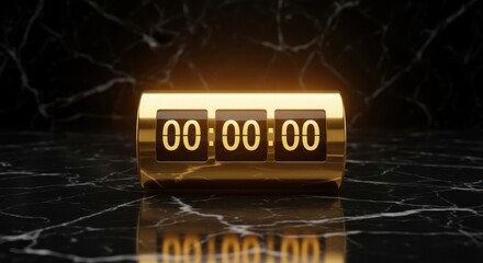 Elegant gold counter on a dark marble surface symbolizing timeless elegance and design precision