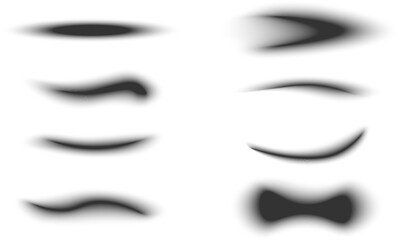 A set of different shapes shadows on a transparent background