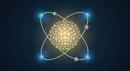 Schematic illustration of the atomic structure presenting the nucleus and orbiting electrons