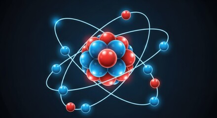 Illustrative Representation of an Atomic Structure with Orbiting Electrons