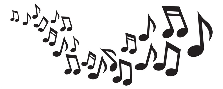Flowing Musical Notes On White Background