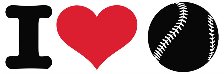 I Love Baseball Icon With Heart Symbol
