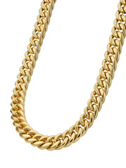 Obraz premium A glistening yellow gold chain with classic interlocking links gracefully curves, isolated on a transparent background, perfect for a png.
