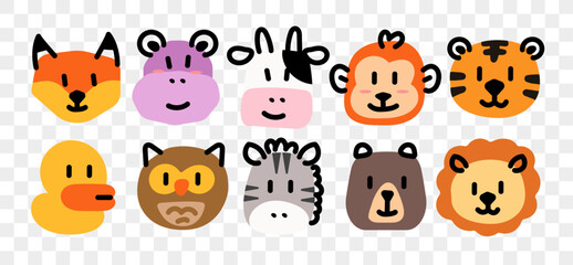 Obraz premium Cute Animal Face Vector Illustration Transparent