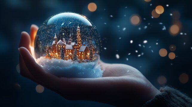 Magical Christmas Snow Globe with Illuminated Winter Village