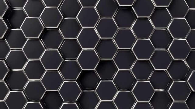 futuristic abstract hexagonal grid background growth line Geometric Surface Loop light hexagon cell black background broadcast films High-tech 3D