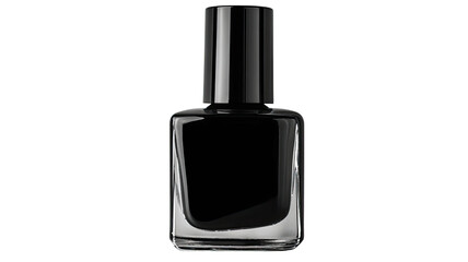 Obraz premium Isolated transparent glass bottle of black nail polish for beauty and fashion cosmetics