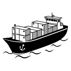 Obraz premium Heavy Container Ship Loaded With Cargo Illustration