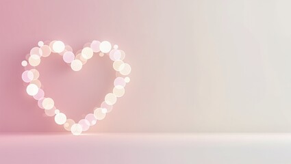 Heart shape created with soft glowing bokeh lights on a pastel background, symbolizing love and affection, perfect for romantic themes and celebrations