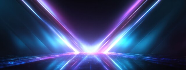 Fototapeta premium Abstract light display background with neon blue and purple colors