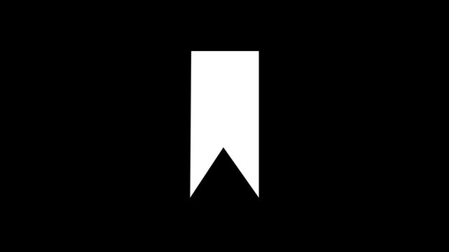 White bookmark icon animation on black background.bookmark minimal flat icon set.