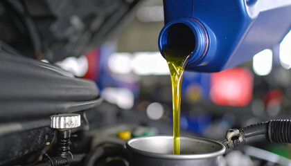 Automotive engine oil change maintenance service mechanic work
