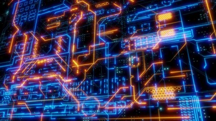 animation of electronic circuit board background. Computer circuit board processing. data processing animation over digital circuit board background. - Powered by Adobe