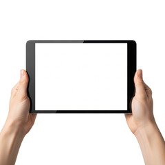 Holding Tablet Mockup: Man Holding Black Tablet with Empty Screen