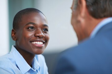 Smiling African Man in Business Meeting with Colleague