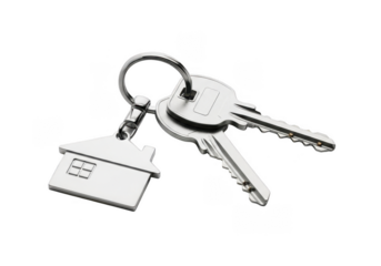 Home Keys With Keychain on Transparent Background Real Estate Concept