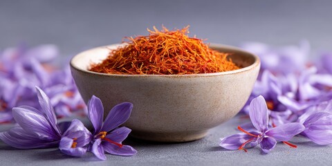 Saffron spice collection in ceramic bowl kitchen centerpiece high-quality imagery natural light warm tones culinary inspiration