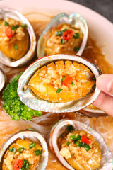 Steamed Abalone with Garlic Vermicelli - Chinese Seafood Dish