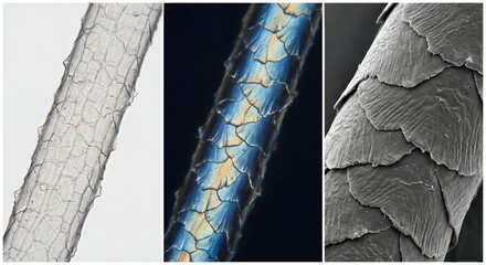 Hair Structure with Cuticle Scales - Microscopic View