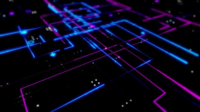 Innovative computer data transmission animation graphic. Powerful performance supercomputer circuit board. Abstract Circuit Board Processing Animation.