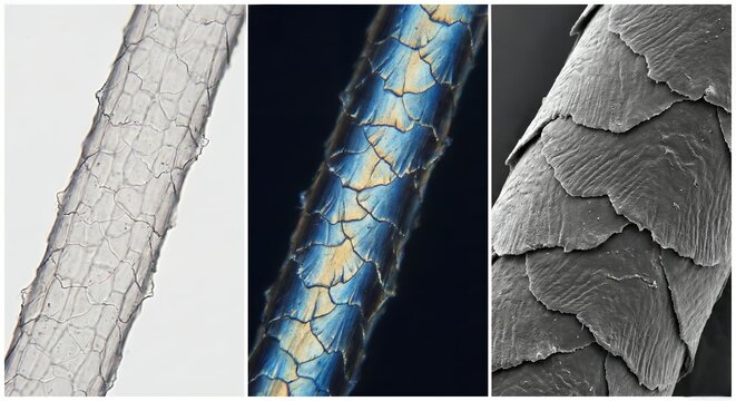 Hair Structure with Cuticle Scales - Microscopic View