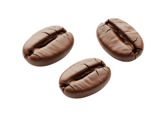 Isolated Roasted Coffee Beans Freshly Harvested for Espresso or Coffee Drink Preparation on Transparent Background