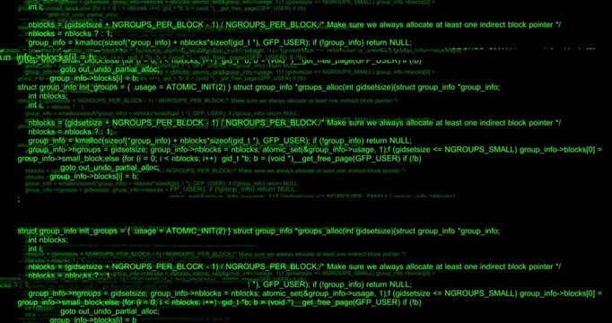 hacking concept green text source code in monitor black tech security