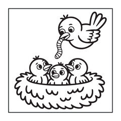 Kids-friendly group of animals set black and white coloring pages.