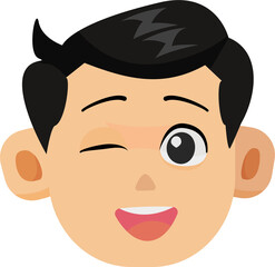Obraz premium Vector Illustration of Boy Character Head Wink
