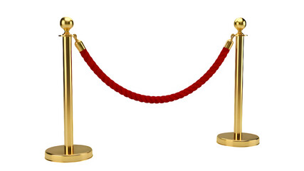 Elegant gold stanchions with red velvet rope on a black background luxury event entrance and exclusive access concept