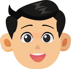Vector Illustration of Happy Chibi Boy Head with Big Eyes