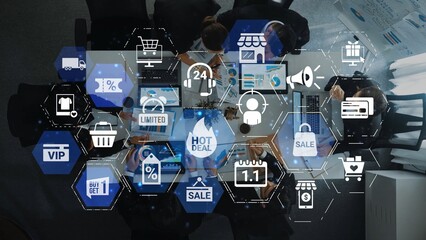 Sale and promotion icons with hot deal, discount tag, shopping bag, limited offer, coupon, VIP...