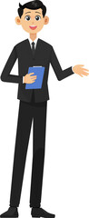 Vector Illustration of Man Explaining with Black Shirt