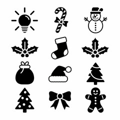Collection of Christmas icons on white background. Vector