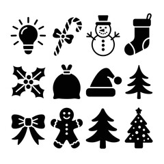 Collection of Christmas icons on white background. Vector