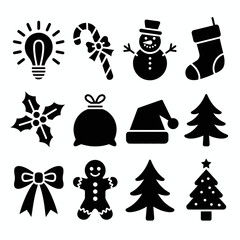 Collection of Christmas icons on white background. Vector
