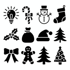Collection of Christmas icons on white background. Vector