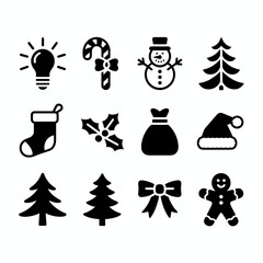 Collection of Christmas icons on white background. Vector